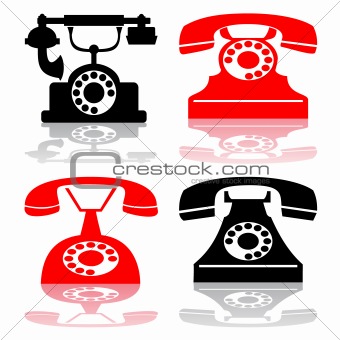 Vector antique telephone collection
