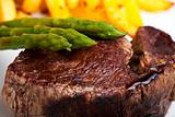 grilled steak with green asparagus