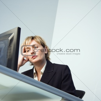 Businesswoman on computer.