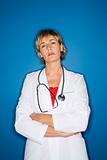 Caucasian female doctor.