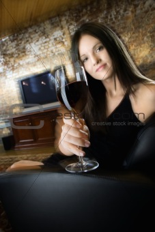 Young woman with wine