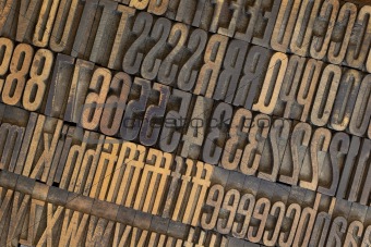 vintage wooden letterpress types background