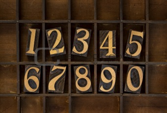 wood numbers - vintage letterpress type