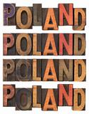 Poland in vintage wooden type