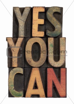 Yes you can - motivational slogan in wood type