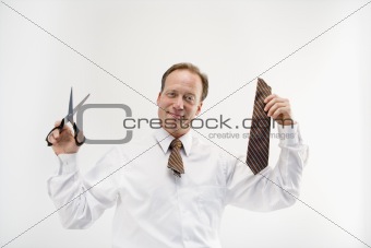 Businessman with cut tie