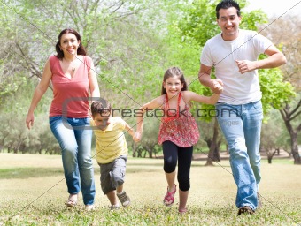 Family of four in the park