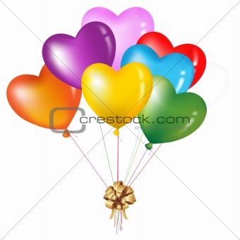 Bunch Of Colorful Heart Shape Balloons 