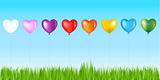 Row Of Colorful Heart Shape Balloons 