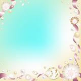 Background with Starfish, Shells and Pink Ribbons