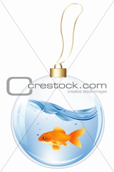 New Year Ball With GoldFish In Water
