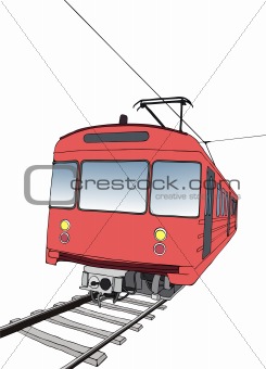 Red subway or metro train 