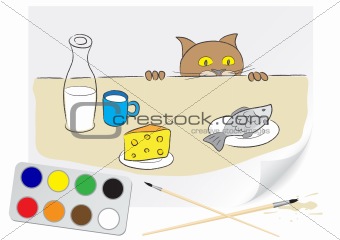 Drawing hungry cat