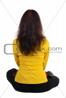 beautiful businesswoman exercising yoga 