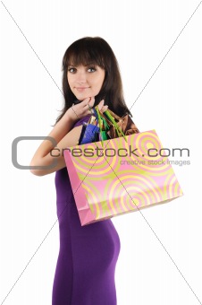 beautiful woman with shoping bags