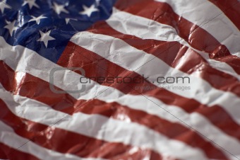 wrinkled american flag