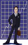 Businessman in front of chart