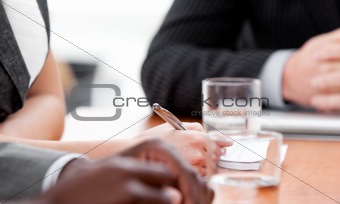 Close-up of international business people in a meeting 