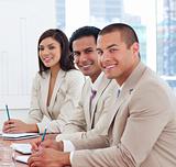 Smiling business associates in a meeting 