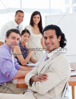 Self-assured businessman in a meeting