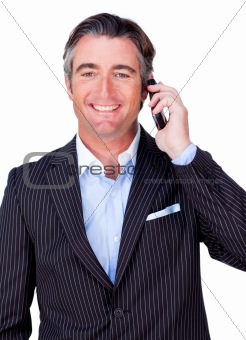 Smiling businessman on phone