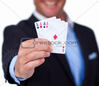 Close-up of a successful hand of cards