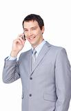 Attractive businessman on phone 