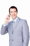 Portrait of a young businessman on phone 