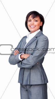 Confident businesswoman with folded arms 