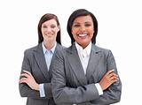 Close-up of two business women