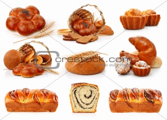 set fresh breads with corn and sweet cakes