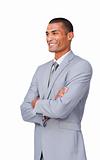 Confident Afro-american Businessman standing with folded arms