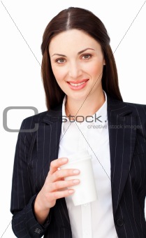 Young businesswoman dinking a coffee 