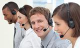 Business people with headset on 
