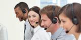 Young business people with headset on 