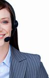 Beautiful customer service agent with headset on