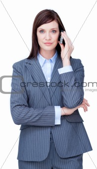 Portrait of a young businesswoman on phone