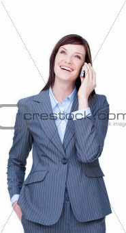 Portrait of an attractive businesswoman on phone