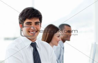 Young businessman smiling 