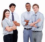 Portrait of confident business people with folded arms 
