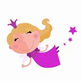 Cute Fairy Princess Character isolated on white background