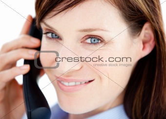 Caucasian  businesswoman on the phone 