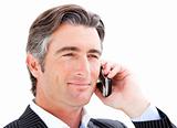 Confident businessman talking on the phone 