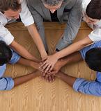 Close-up of an International business team with hands together