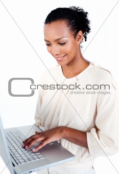 Attractive businesswoman using a laptop