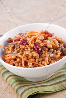 Vegan Salad - Wheat Berry Salad with Cranberries and Nuts