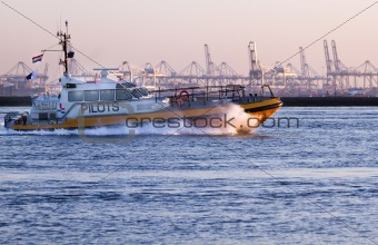 Pilot-boat passing by at high speed