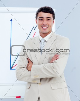 Young businessman giving a presentation