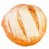 circle Loafs of black bread . 