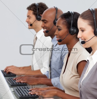Customer business representatives at their computer 